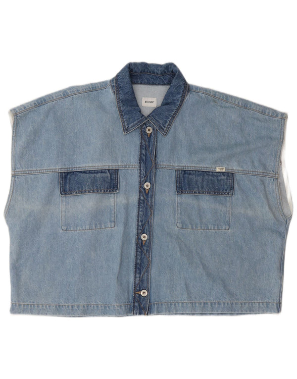 Gilet corto in denim da donna Mustang UK 22 3XL cotone blu