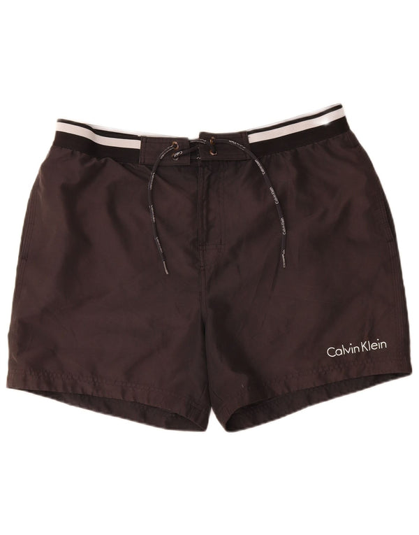 Pantaloncini da bagno grafici da uomo Calvin Klein grandi in poliestere nero