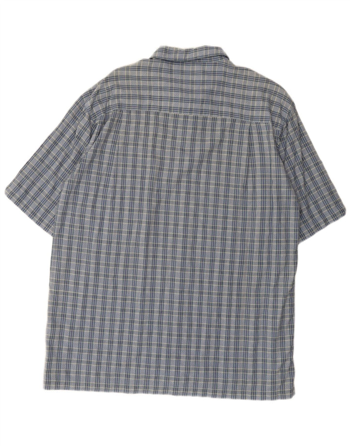COLUMBIA Camicia a maniche corte da uomo in cotone a quadri blu grandi