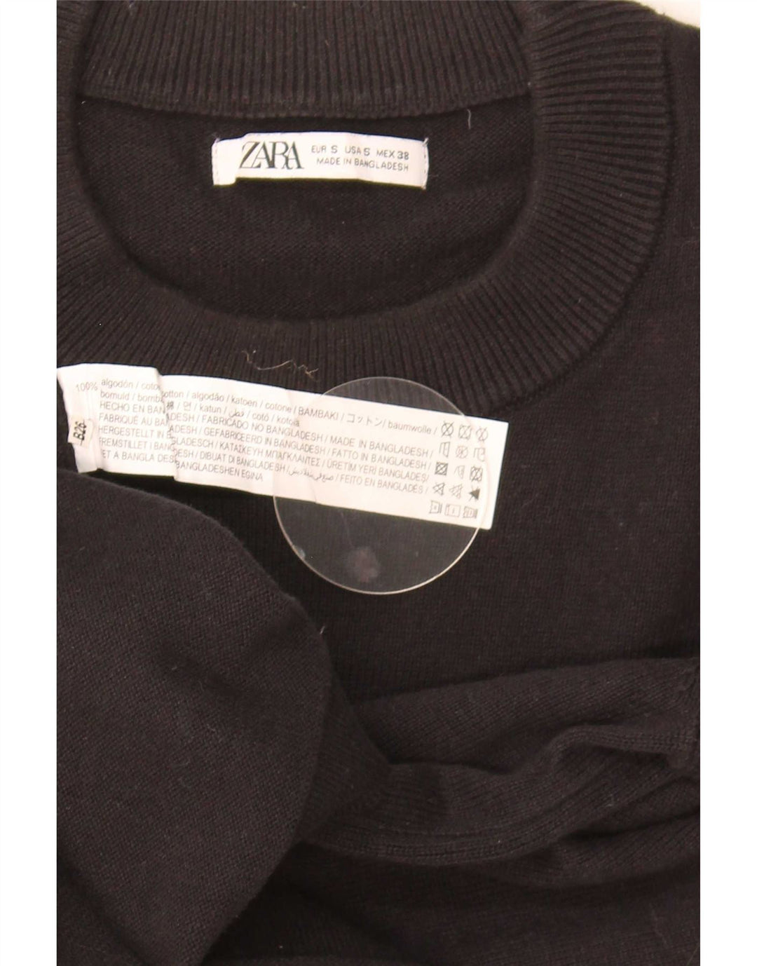 Maglione girocollo da uomo Zara piccolo in cotone nero