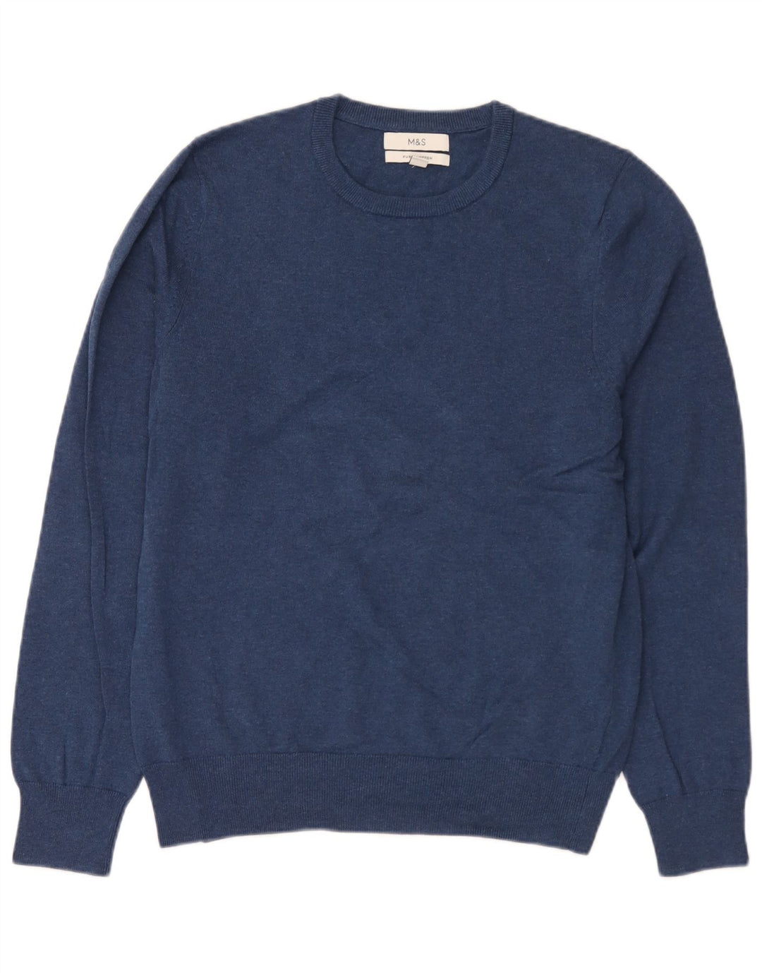 Maglione maglione girocollo da uomo Marks & Spencer cotone medio blu navy