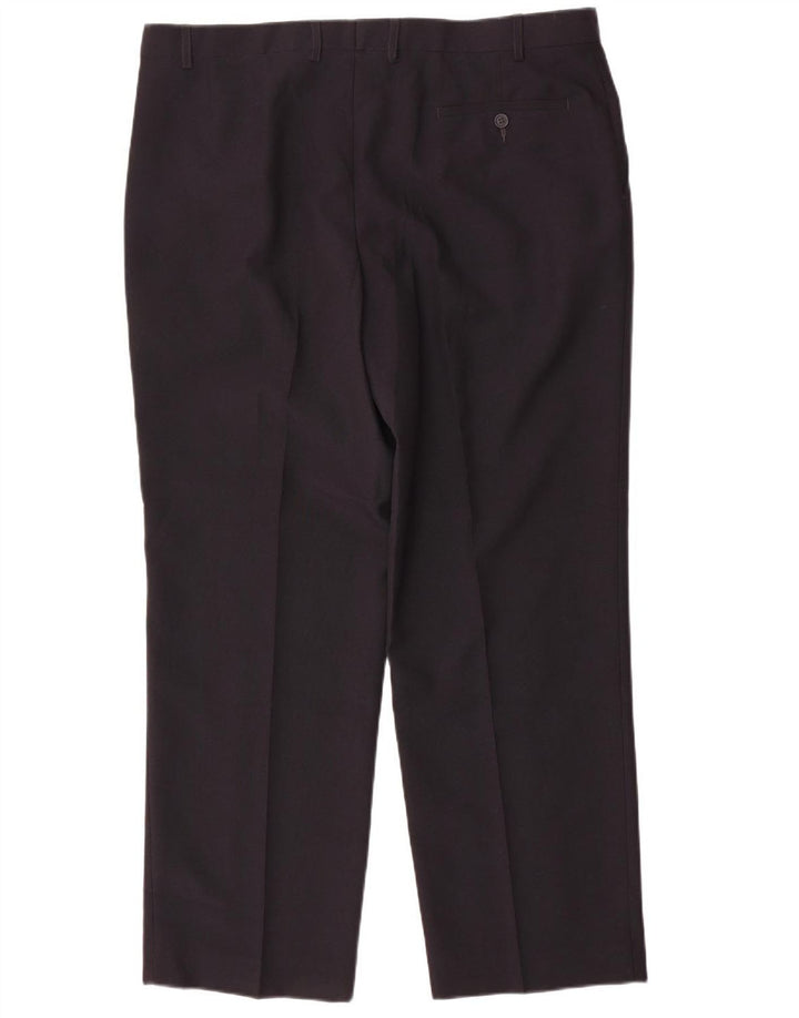 Pantaloni da abito dritti da uomo Marks & Spencer W40 L31 poliestere blu navy
