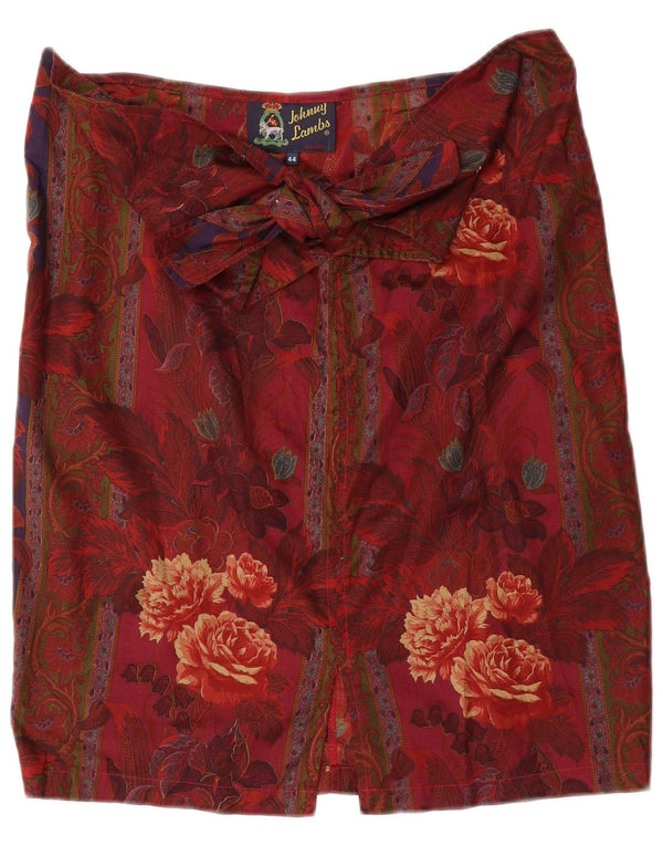 Johnny Lambs Womens Mini Straight Skirt IT 44 Medium W32  Burgundy Floral