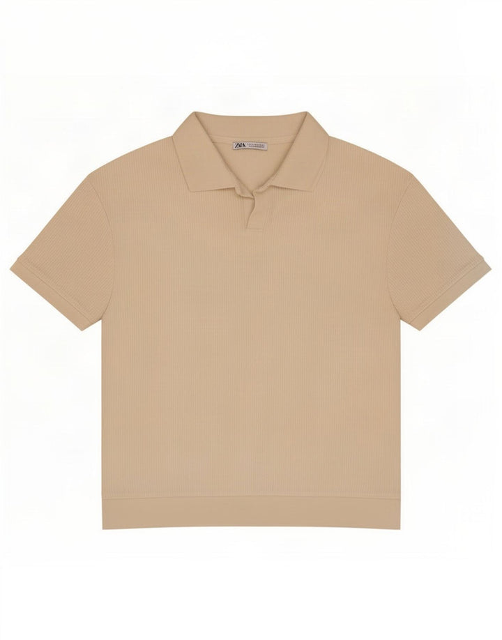 Polo da uomo Zara grande in cotone bianco sporco