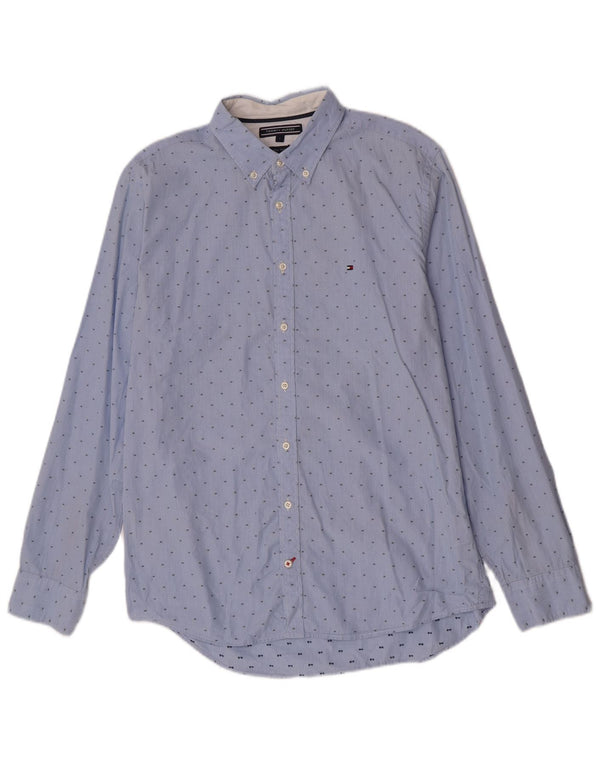 Camicia da uomo Tommy Hilfiger grande cotone gessato blu