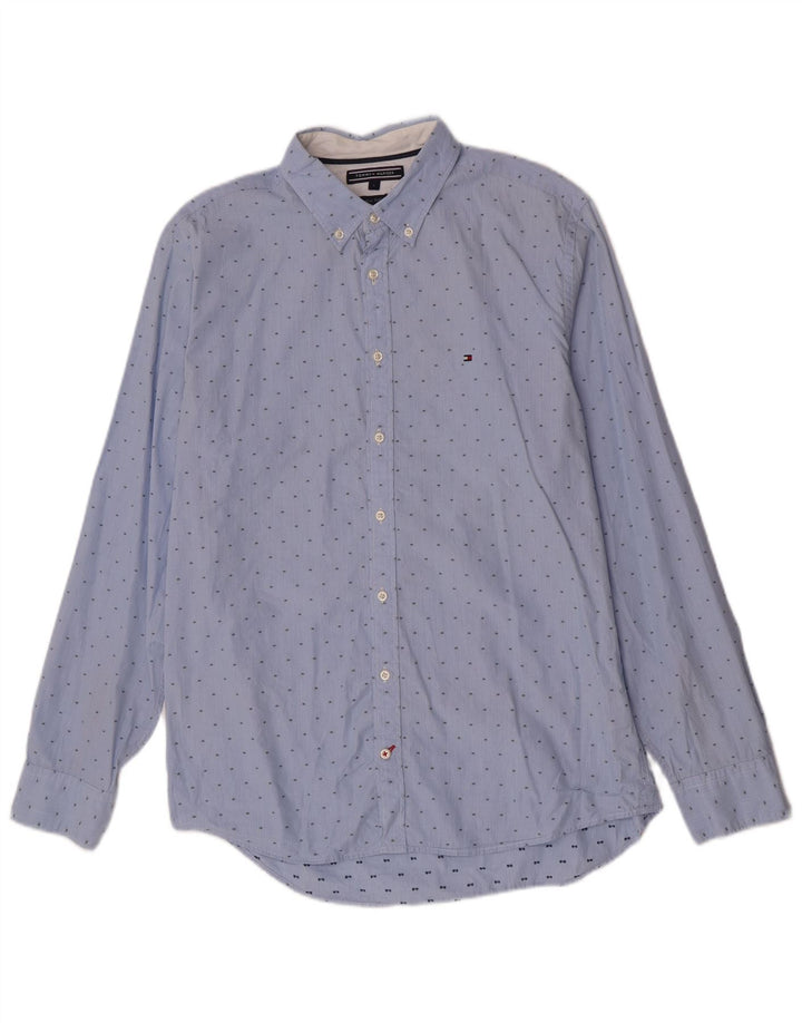 Camicia da uomo Tommy Hilfiger grande cotone gessato blu