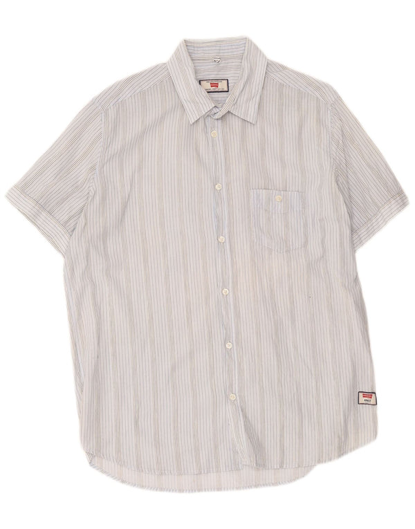 Camicia a maniche corte da uomo Carrera XL in cotone a righe blu