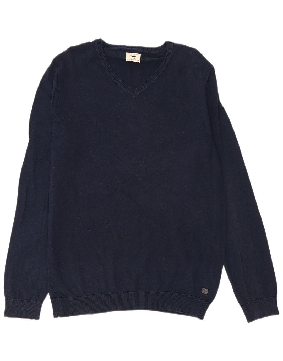 Maglione Lee da uomo con scollo a V in cotone medio blu navy