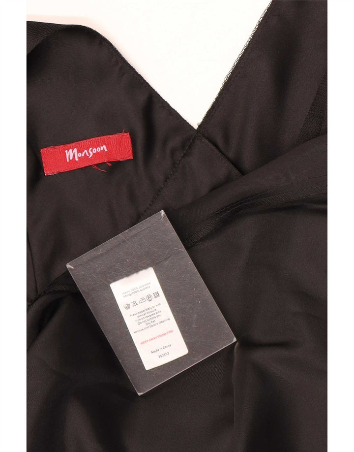 Abito lungo senza maniche da donna Monsoon UK 12 Poliestere nero medio