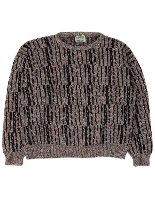 Maglione da donna con scollo a barca Benetton da donna UK 14 grigio medio a righe