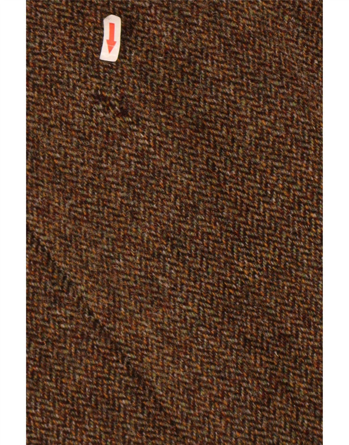 Giacca blazer da uomo a 2 bottoni Harris Tweed UK 40 grande lana a spina di pesce marrone