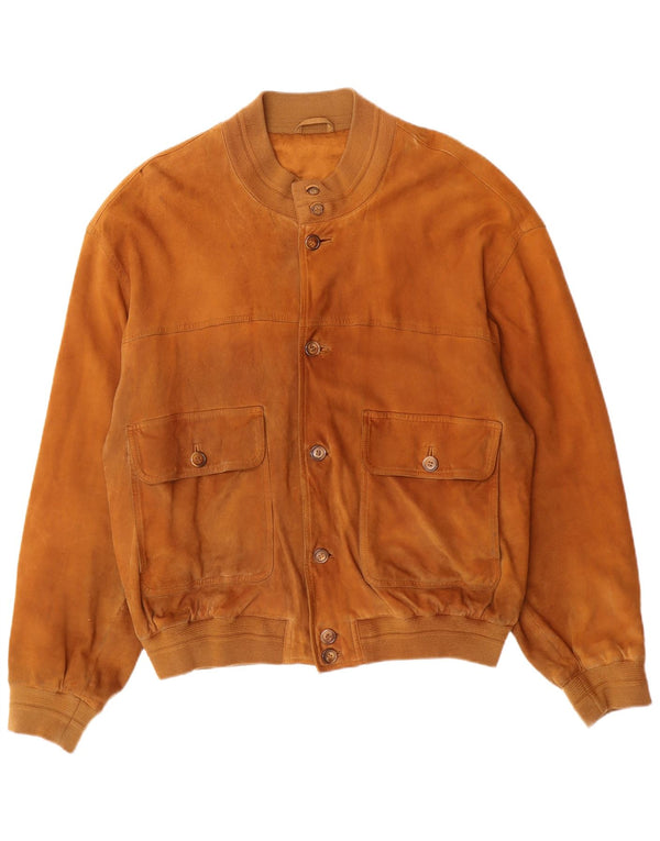 Giubbotto bomber in pelle scamosciata da uomo VINTAGE UK 42 XL in pelle marrone