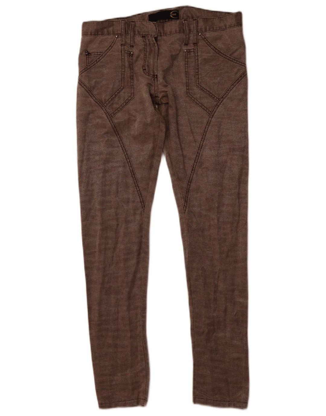 JUST CAVALLI Pantaloni Casual Slim da Donna IT 40 Small W30 L30 Marrone Cotone