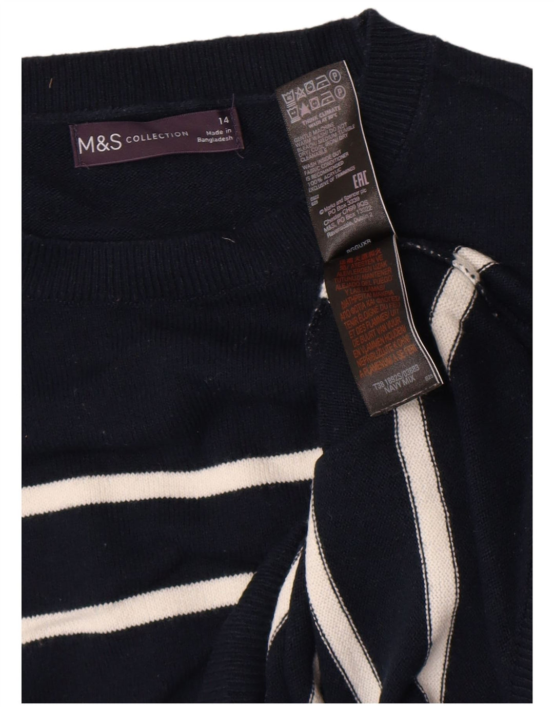 Maglione maglione girocollo da donna Marks & Spencer UK 14 blu navy medio