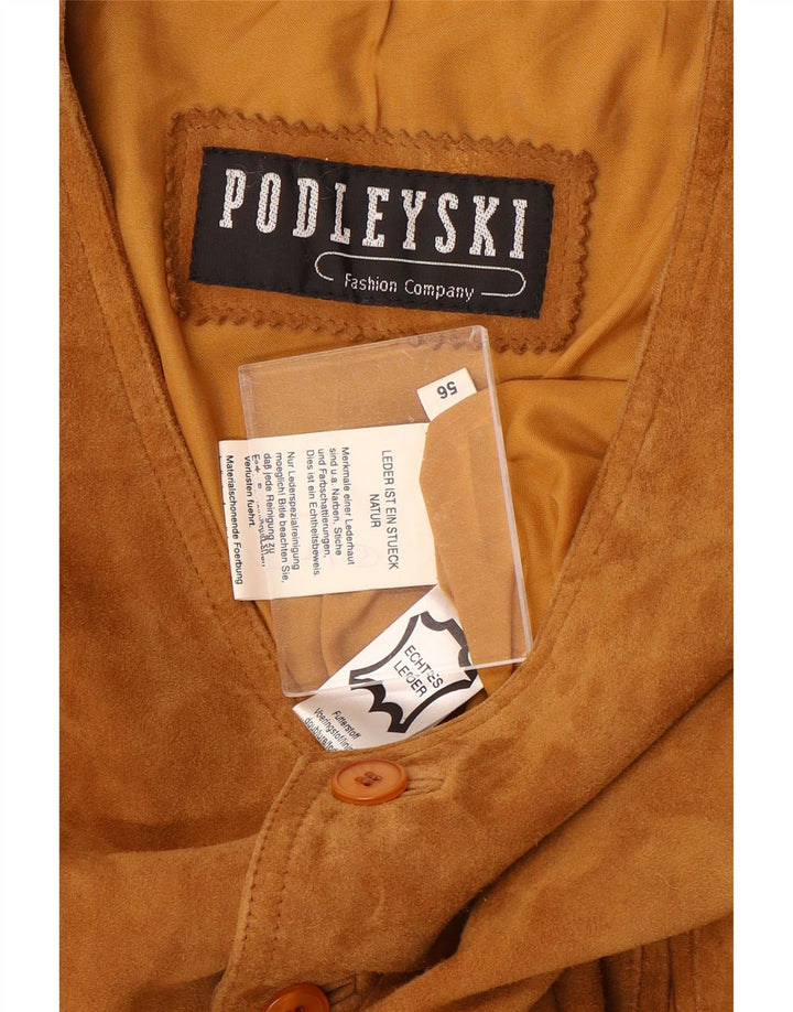 Gilet da uomo in pelle scamosciata Podleyski IT 56 3XL in pelle marrone