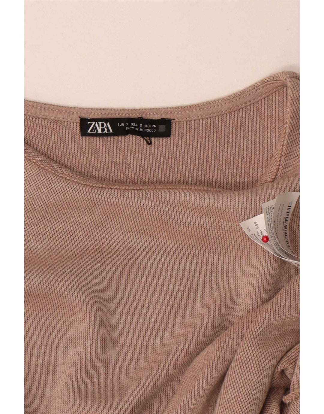 Top Zara da donna con allacciatura sul davanti, camicetta UK 10, piccola, in poliestere beige