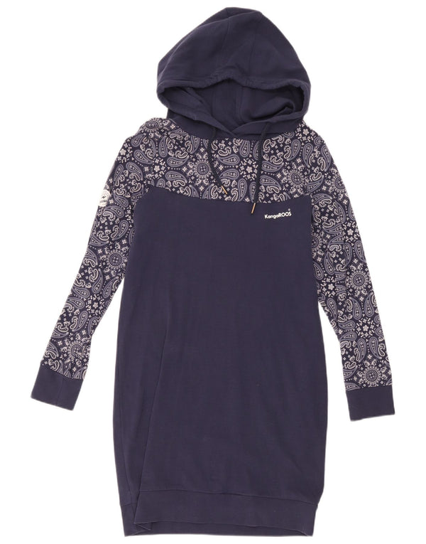 Abito da donna con cappuccio a maniche lunghe Kangaroos UK 16 Grande motivo cachemire blu navy
