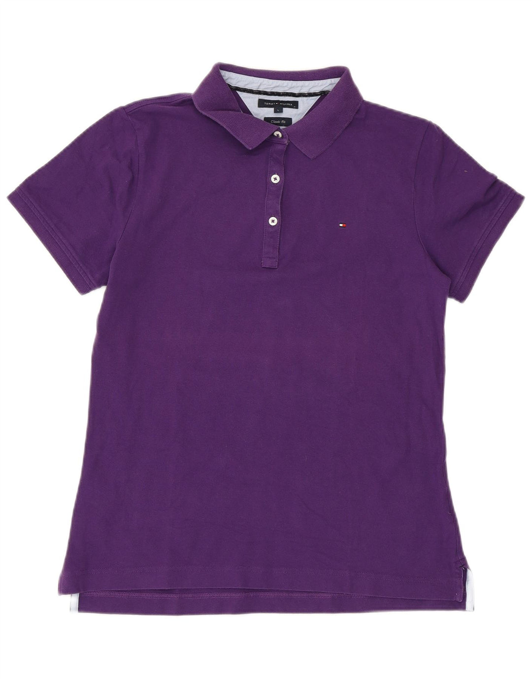 TOMMY HILFIGER Polo da donna vestibilità classica UK 14 grande cotone viola