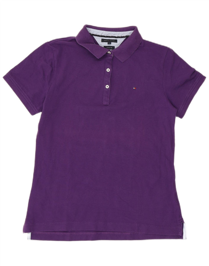 TOMMY HILFIGER Polo da donna vestibilità classica UK 14 grande cotone viola