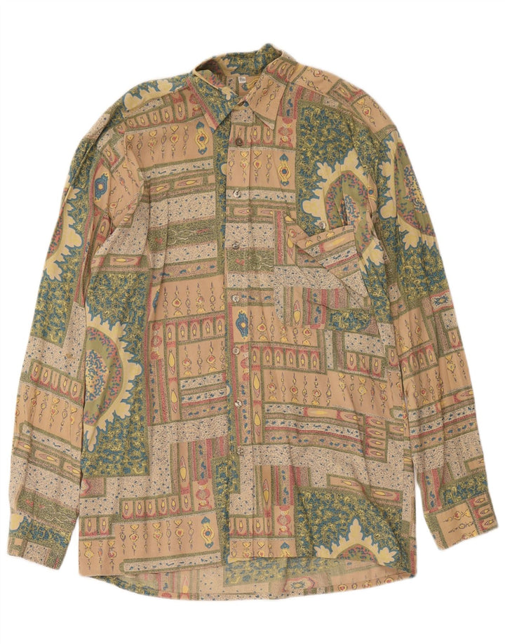 Camicia Uomo Angelo Litrico Taglia 37/38 Piccola Viscosa Paisley Beige