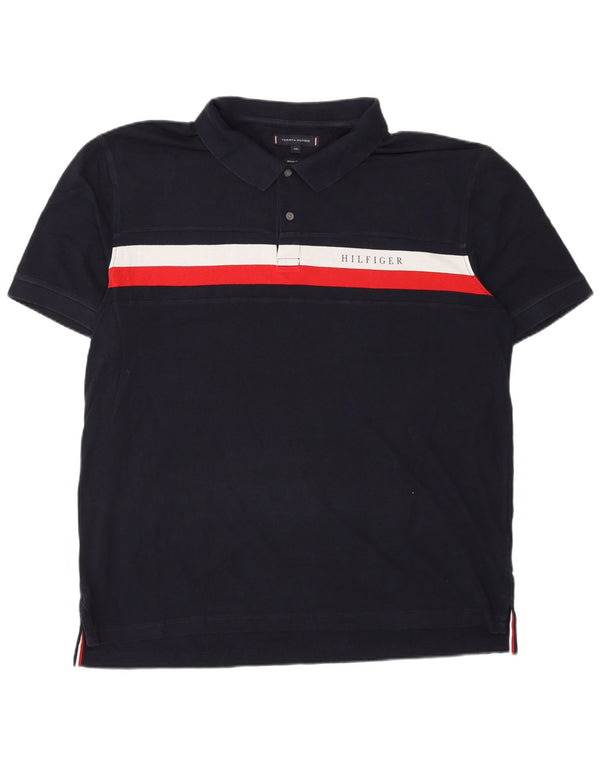 Polo da uomo vestibilità regolare Tommy Hilfiger 2XL cotone color block blu navy