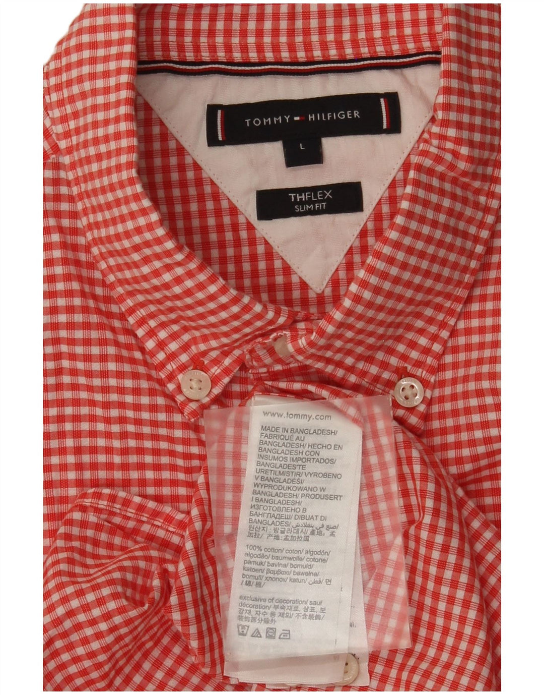 Camicia slim fit da uomo Tommy Hilfiger grande cotone a quadretti rossi