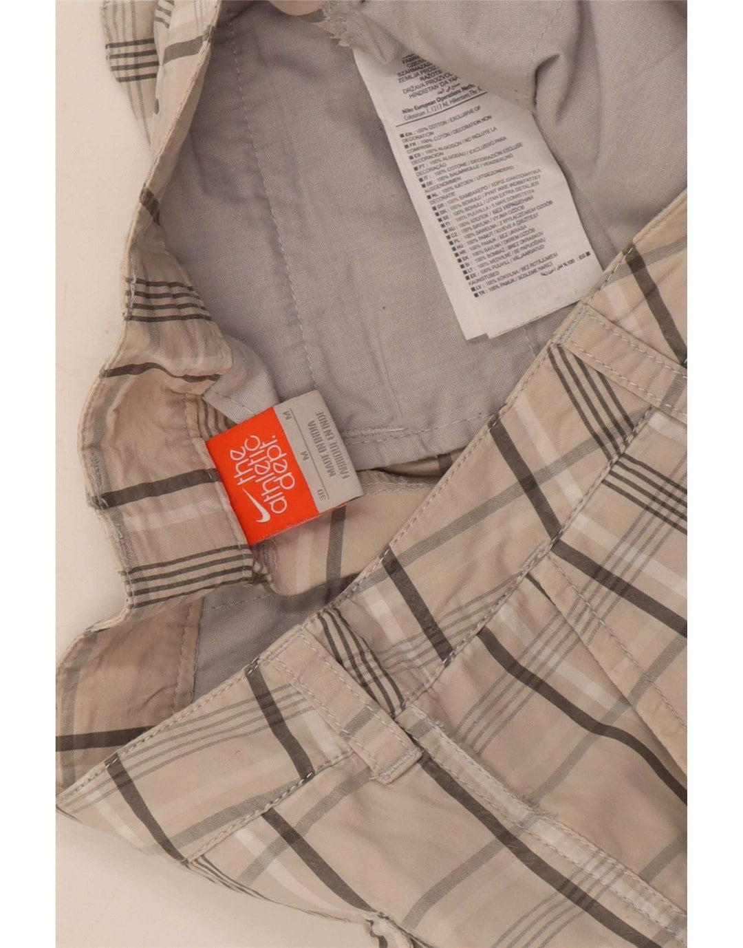 Pantaloncini cargo Nike da uomo medi W30 in cotone scozzese beige