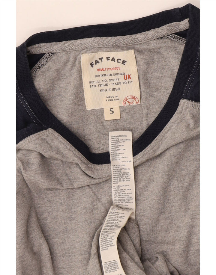 Fat Face Top da uomo a maniche lunghe in cotone color block grigio piccolo