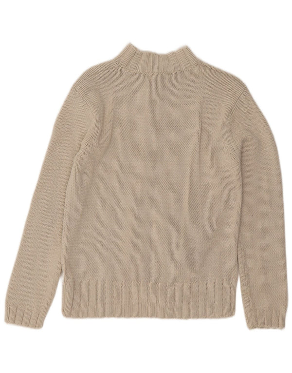 Maglione cardigan con zip intera da donna Marks & Spencer UK 10 piccolo cotone beige