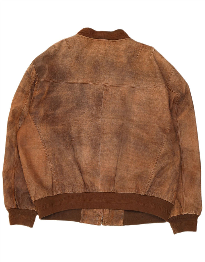 Giacca in Pelle Vintage da Uomo UK 42 XL Pelle Marrone