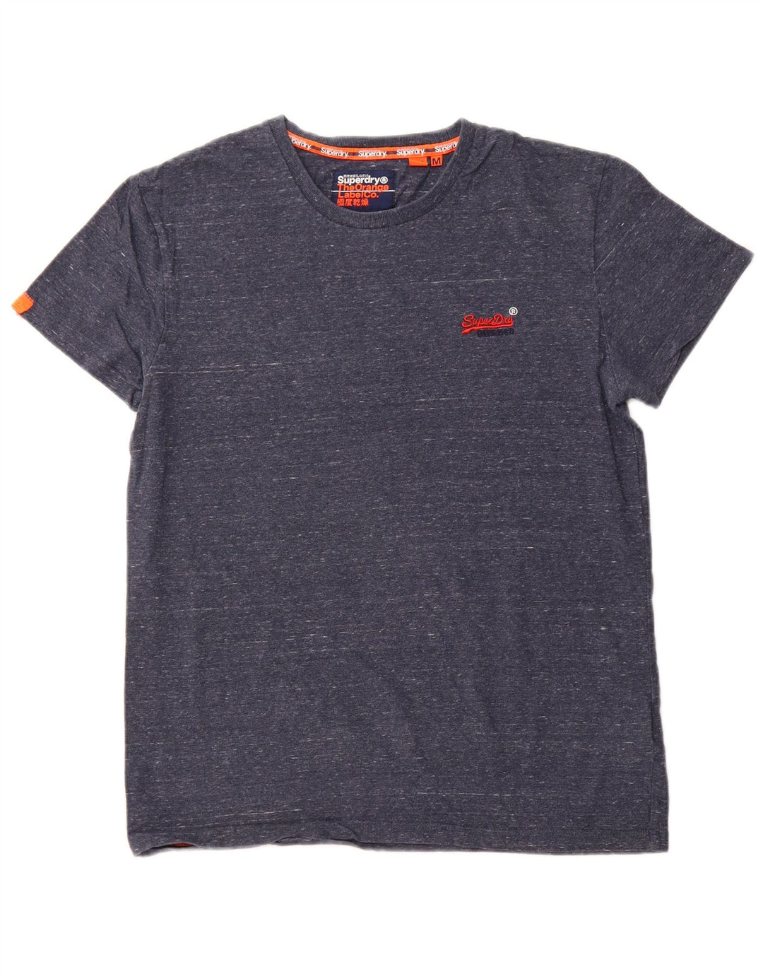 T-shirt da uomo SUPERDRY Top in cotone chiazzato blu navy medio