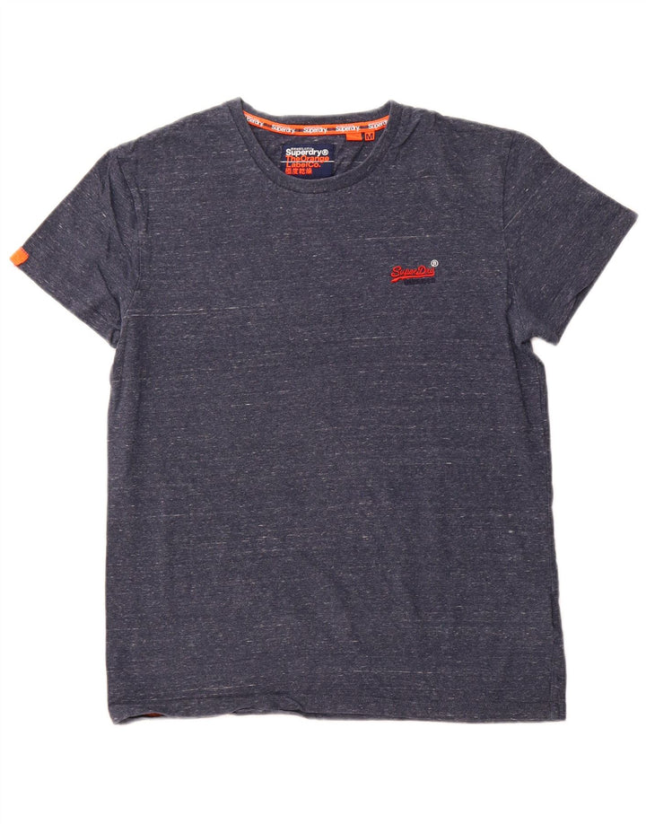 T-shirt da uomo SUPERDRY Top in cotone chiazzato blu navy medio