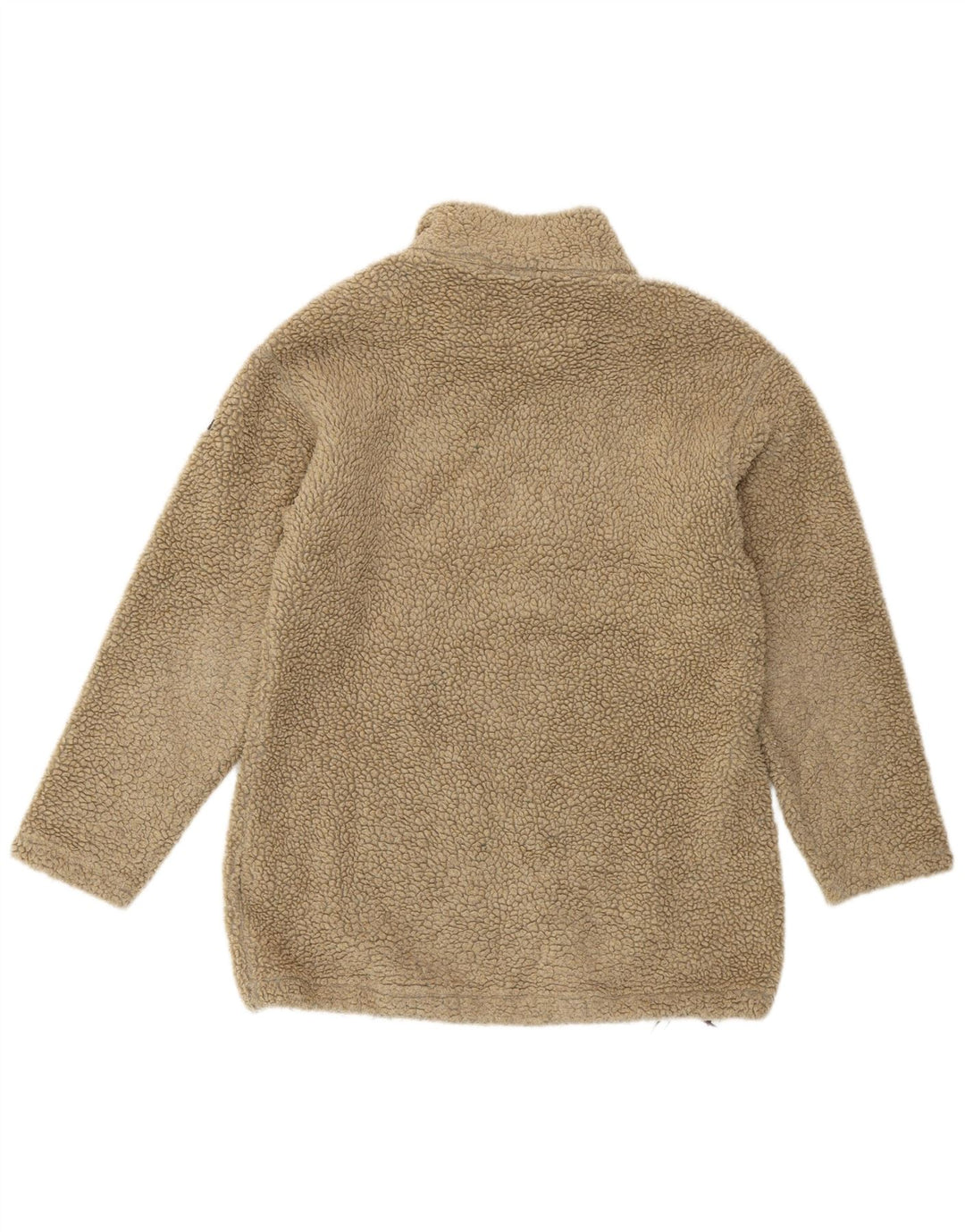 Maglione da donna in pile con collo con zip e grafica Napapijri, grande, in poliacrilico beige