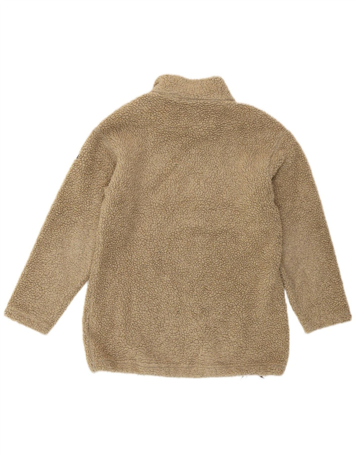 Maglione da donna in pile con collo con zip e grafica Napapijri, grande, in poliacrilico beige