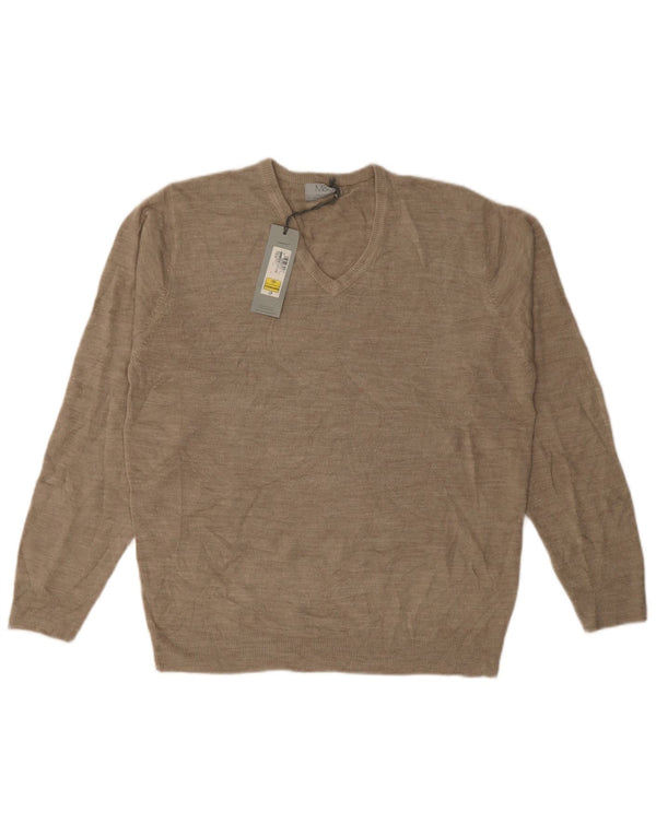 Maglione da uomo Marks & Spencer vestibilità regolare con scollo a V grande cotone beige