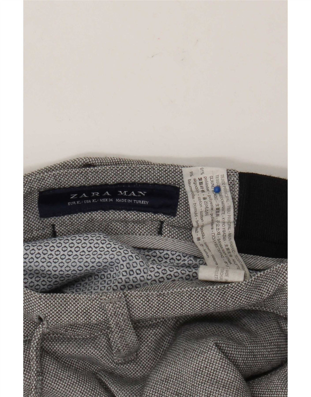 Pantaloni corti slim da uomo Zara XL W34 L26 poliestere grigio