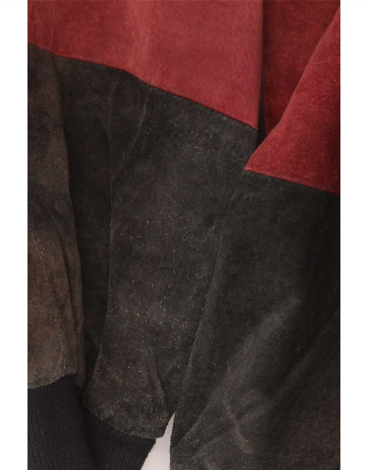 Giubbotto bomber in pelle scamosciata da uomo Euro Mode IT 52/54 XL Colourblock multicolore
