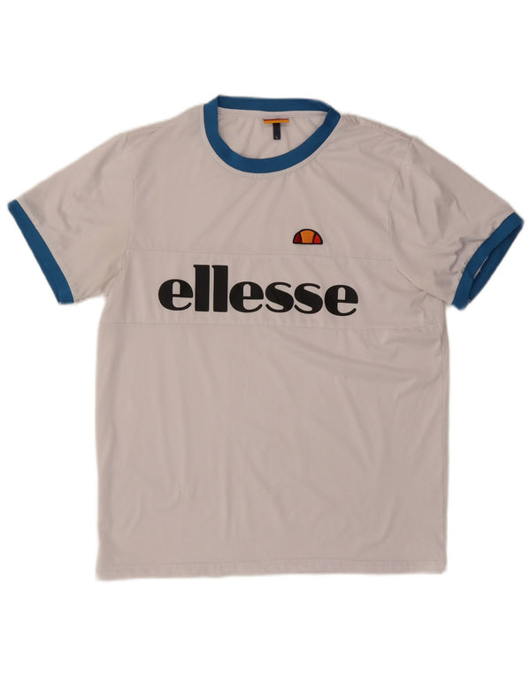 ELLESSE T-shirt grafica da uomo Top grande in poliestere bianco