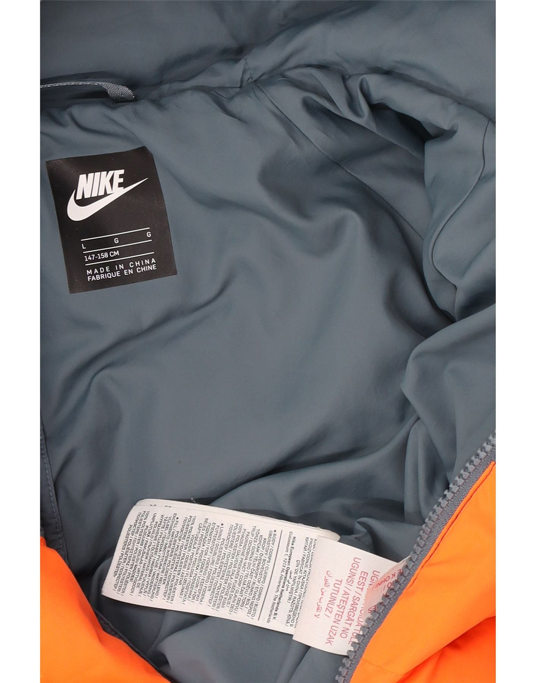 Giacca imbottita con cappuccio Nike da ragazzo 12-13 anni Large Blu Navy Colourblock