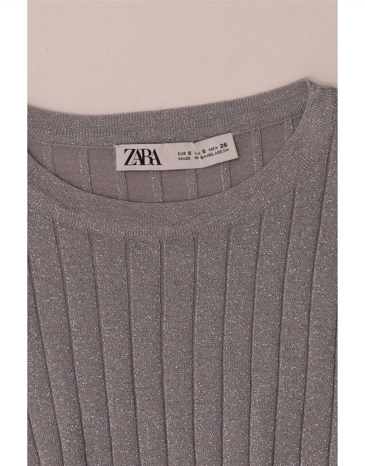 Camicetta da donna Zara Top UK 8 piccola argento chiazzata
