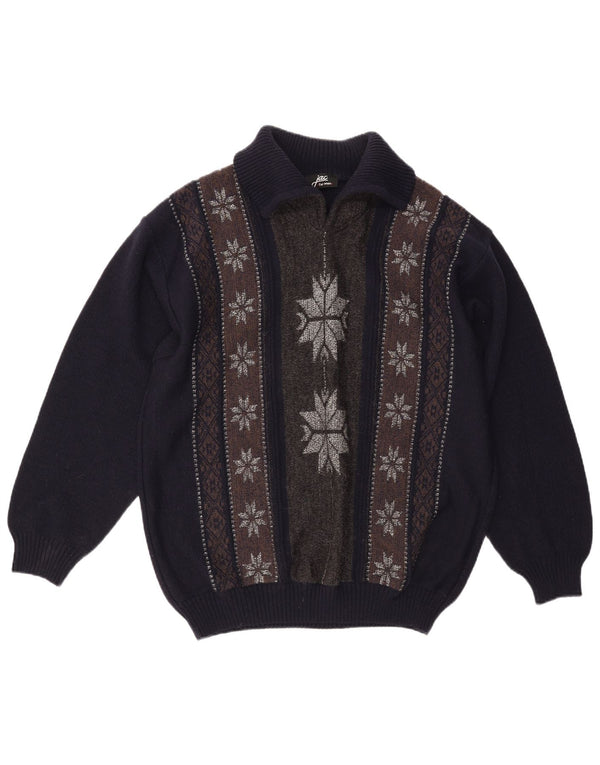 Maglione Jac da uomo con collo alto IT 56 2XL Lana Fair Isle blu navy