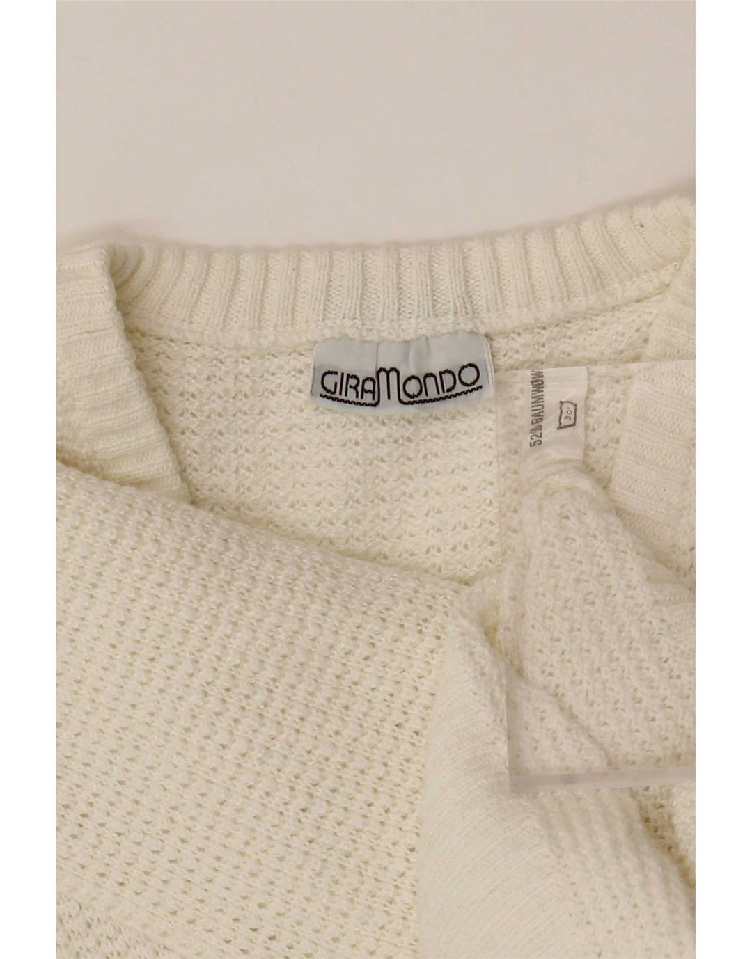 Maglione maglione con scollo a V da donna Giramondo UK 12 Cotone bianco medio