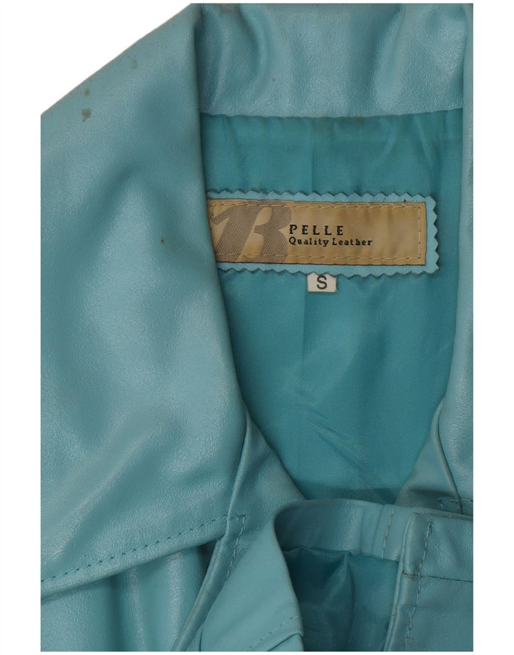 Giacca in pelle da donna VINTAGE UK 10 piccola pelle blu