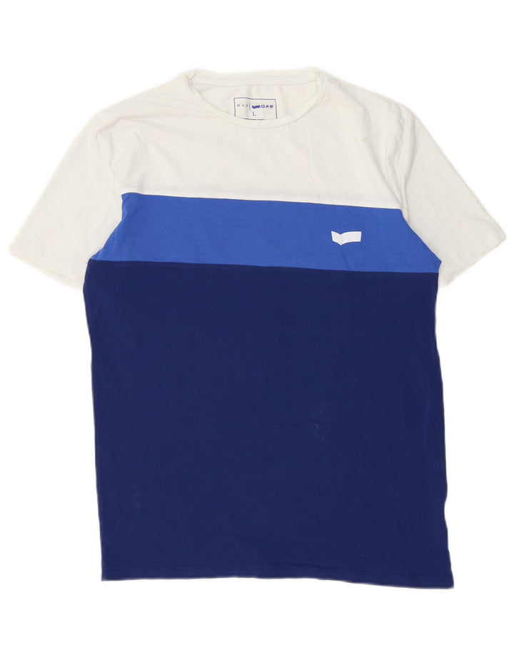 T-shirt da uomo Gas Top Large in cotone color block blu