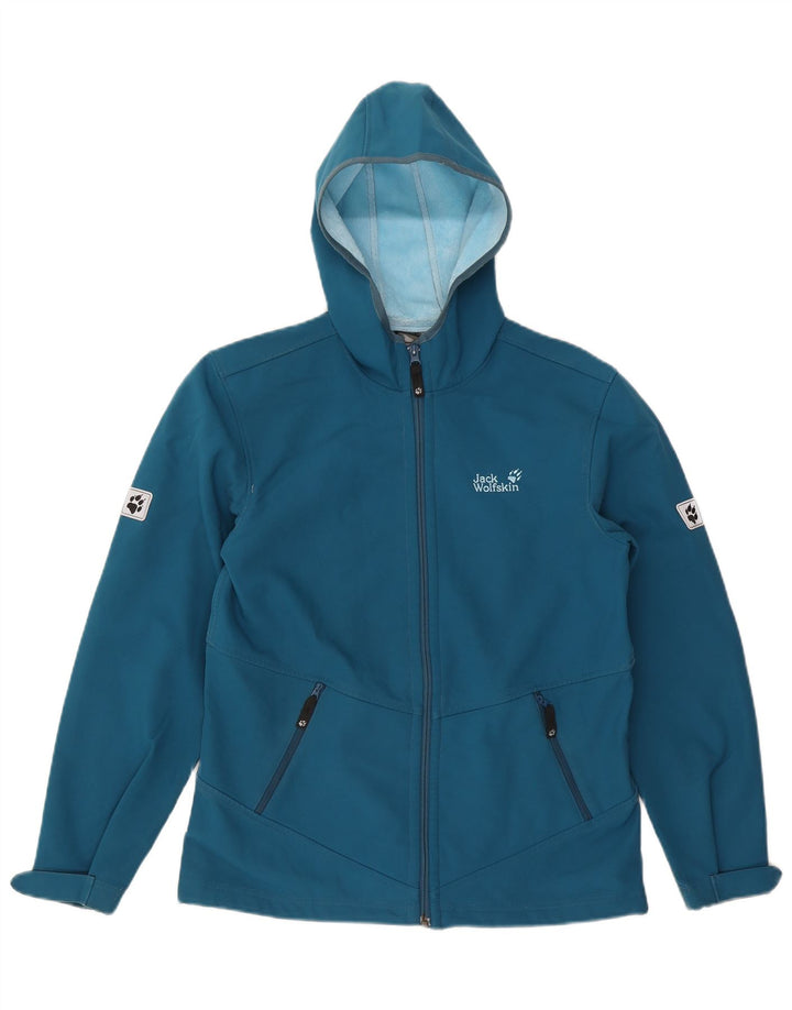 Giacca a vento con cappuccio per ragazze Jack Wolfskin 15-16 anni in poliestere blu