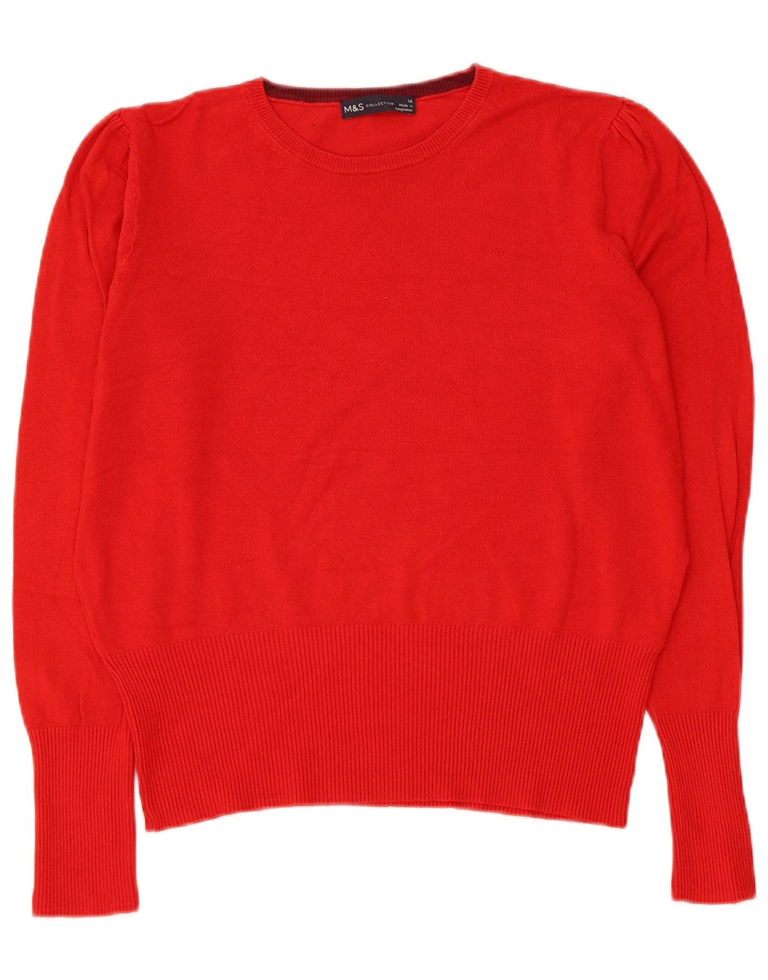 Maglione maglione girocollo da donna Marks & Spencer UK 14 grande viscosa rossa