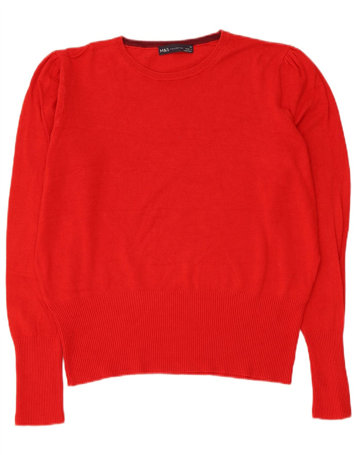 Maglione maglione girocollo da donna Marks & Spencer UK 14 grande viscosa rossa