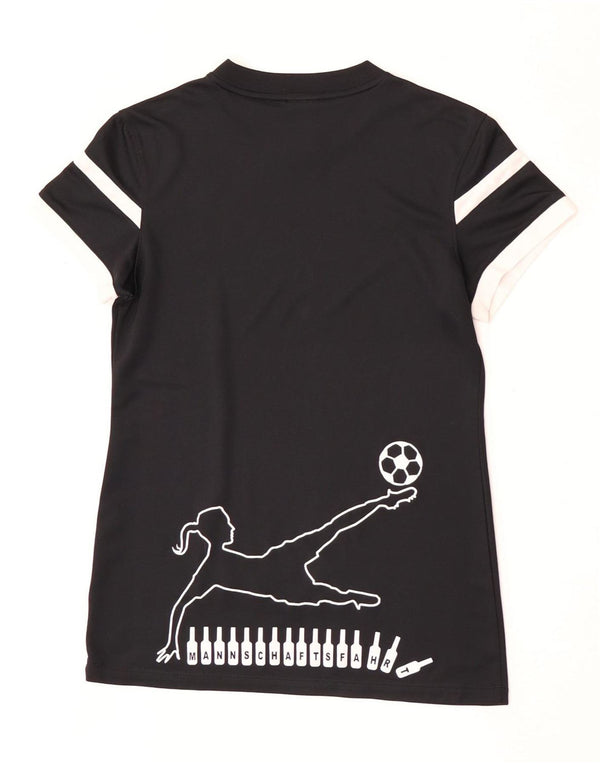T-shirt grafica da donna Nike Dri Fit Top UK 10 Small Black Colourblock