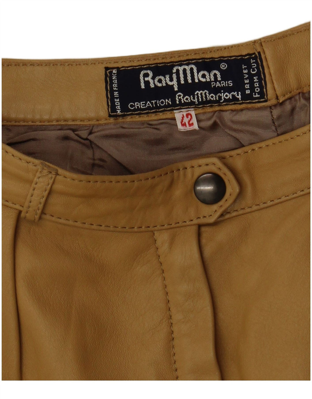Pantaloni da donna in pelle con tasselli RAY MARJORY IT 42 medio W28 L30 kaki