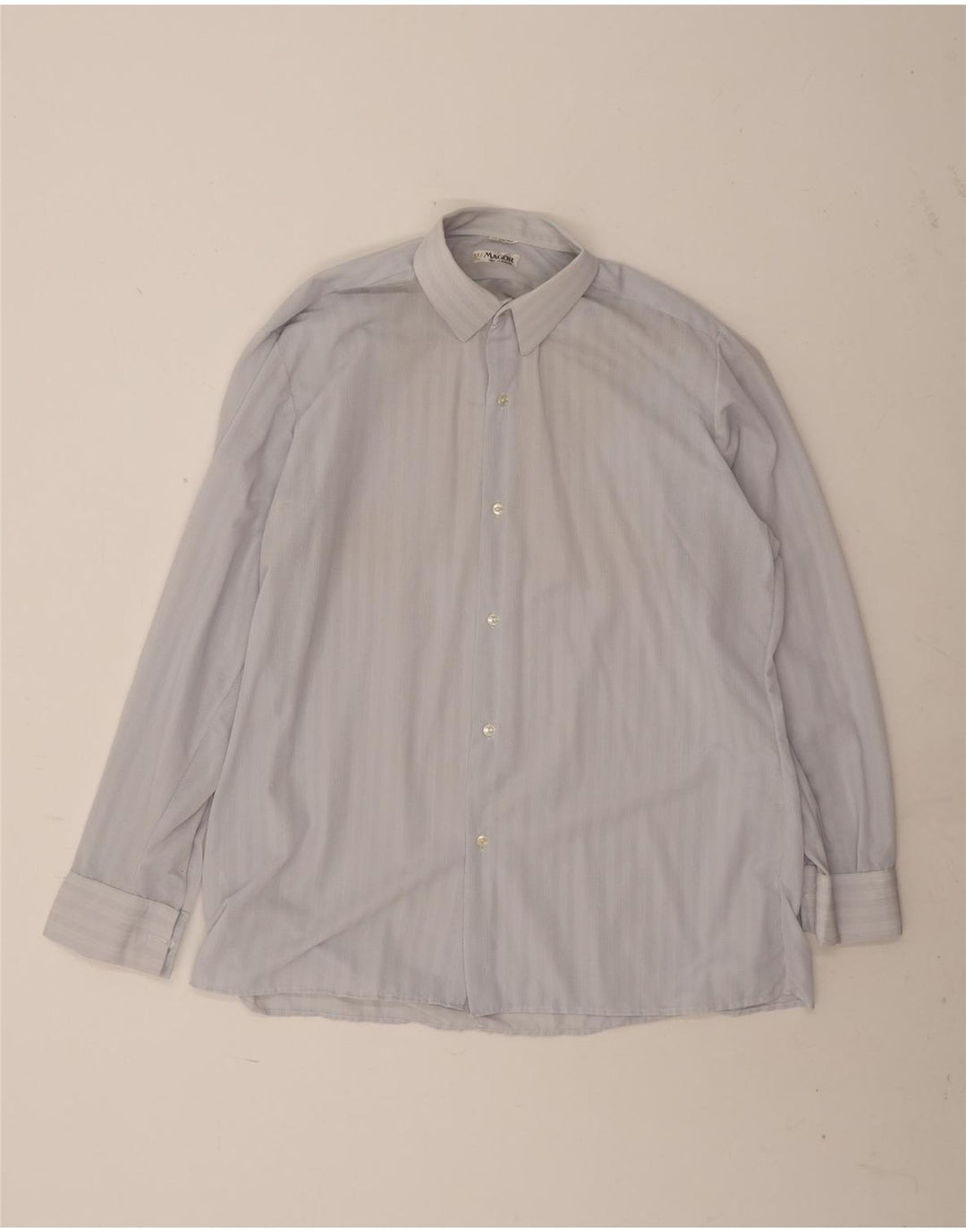 Camicia vintage da uomo taglia 42 in poliammide a righe blu grandi